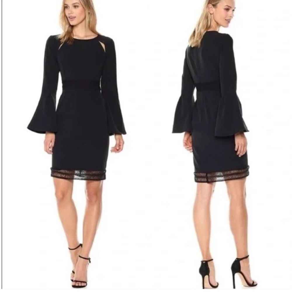 Catherine Malandrino Bell Sleeveless Sheath Dress With Lace in Black Size 8